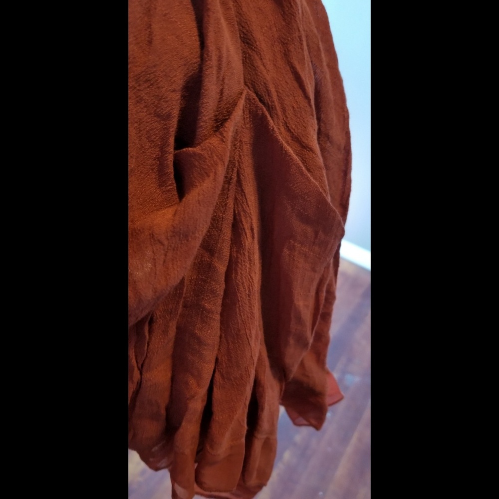 Monoreno Rust Orange Rag Edge Distressed Dress - image 2